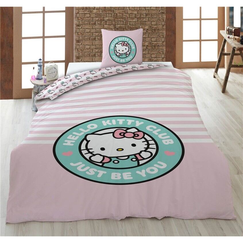 Capa de Edredão + Fronha Hello Kitty Cama de 90cm