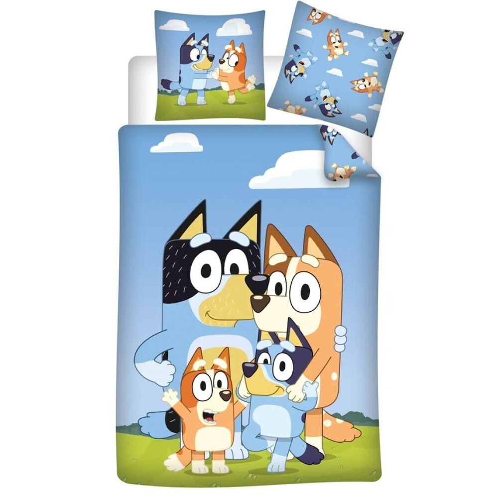 Capa de edredão e fronha Bluey e Bingo Cama de 90cm