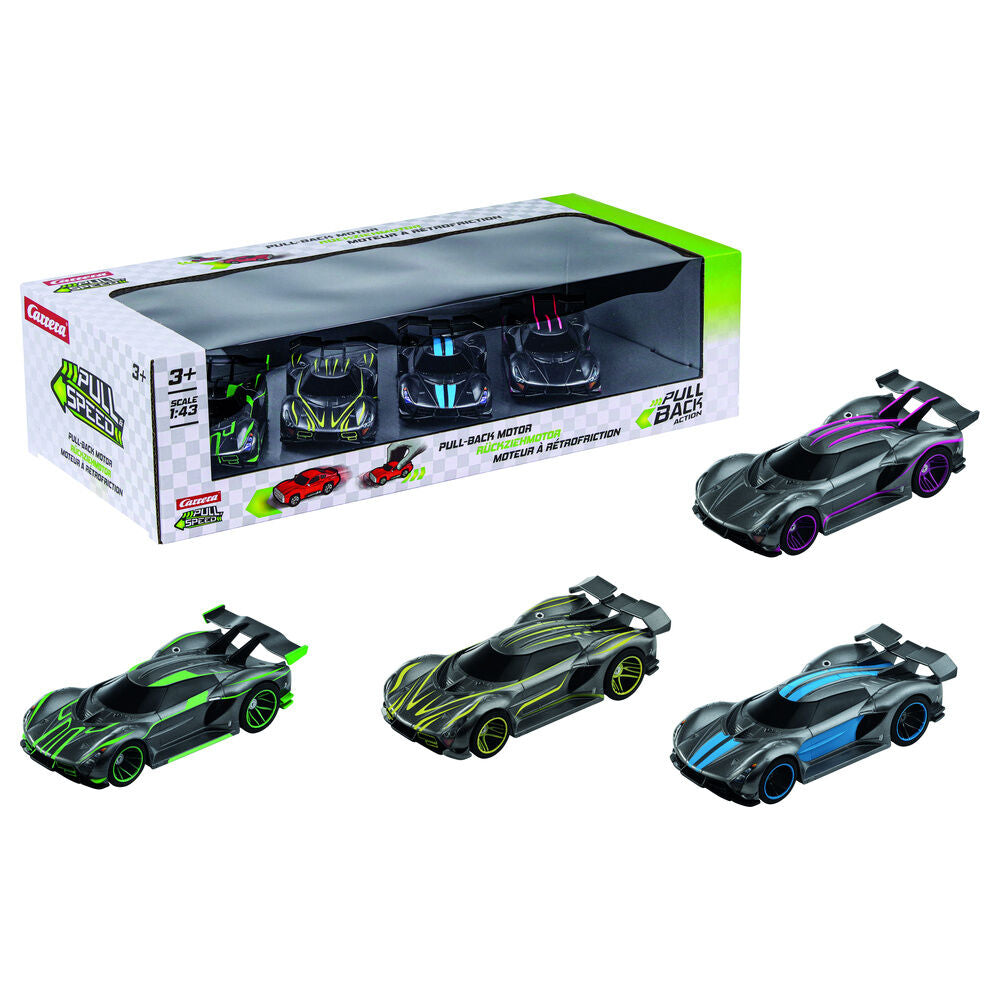 Pack 4 Carros Hypercars pull back