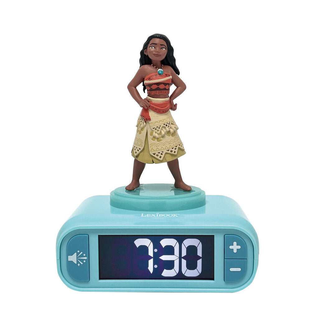 Relógio Despertador Luz Noturna 3D Vaiana Moana Disney