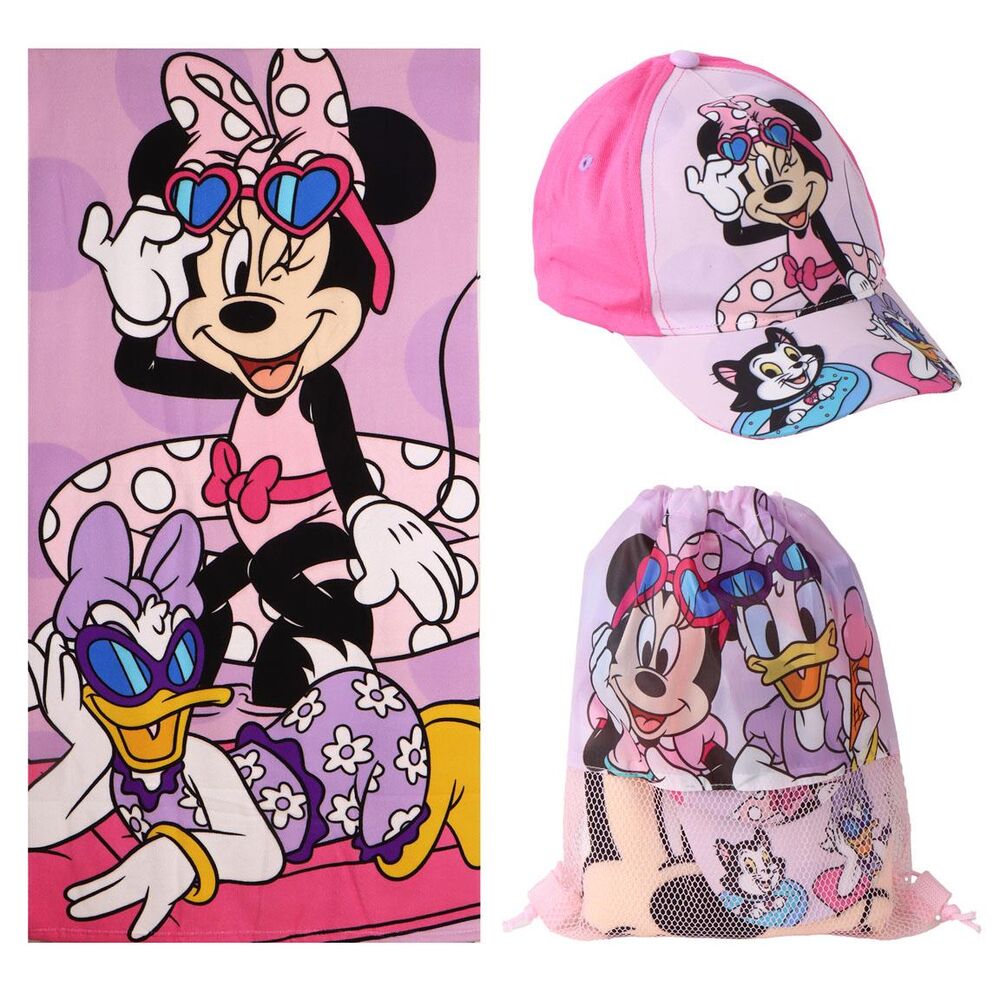 Conjunto Toalha de Praia + Saco + Boné Minnie Disney