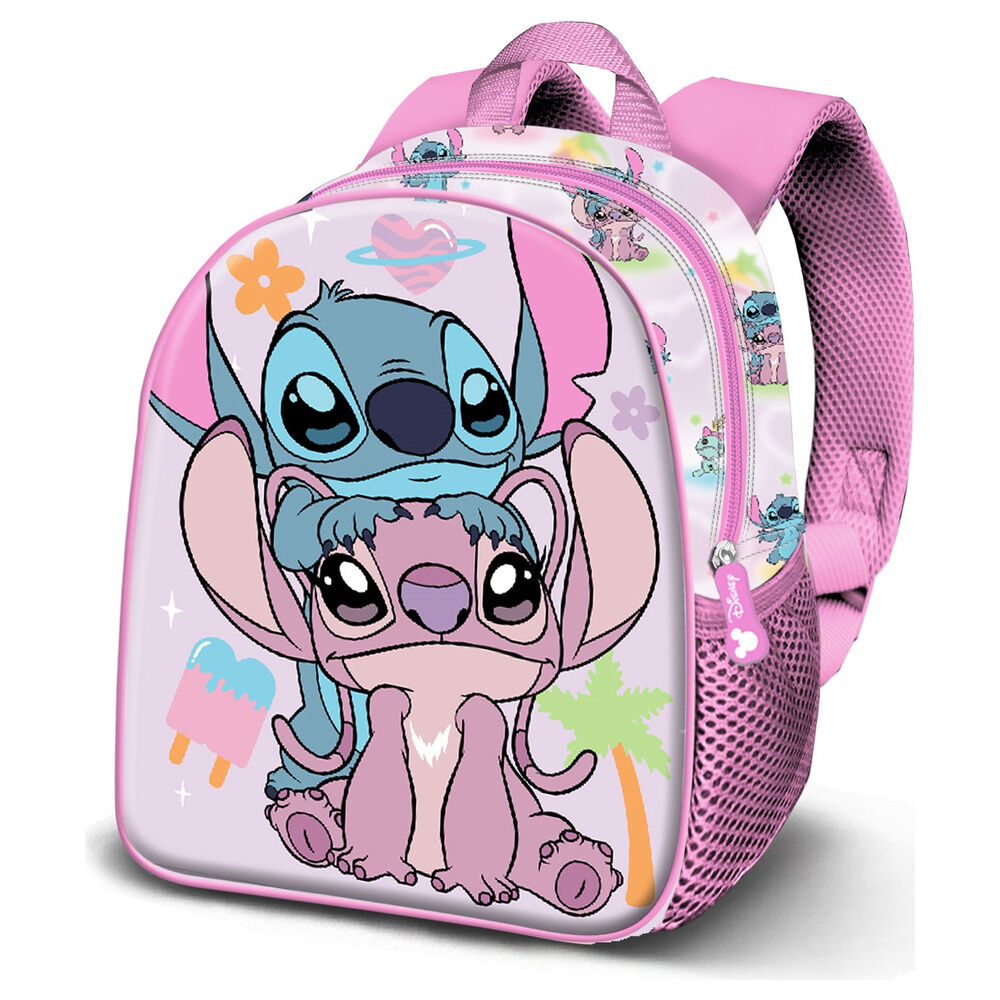 Mochila Escolar Couple Angel &amp; Stitch Disney 40cm
