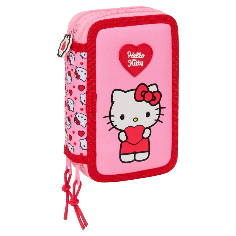 Estojo Triplo com Material Escolar Hello Kitty 37pcs