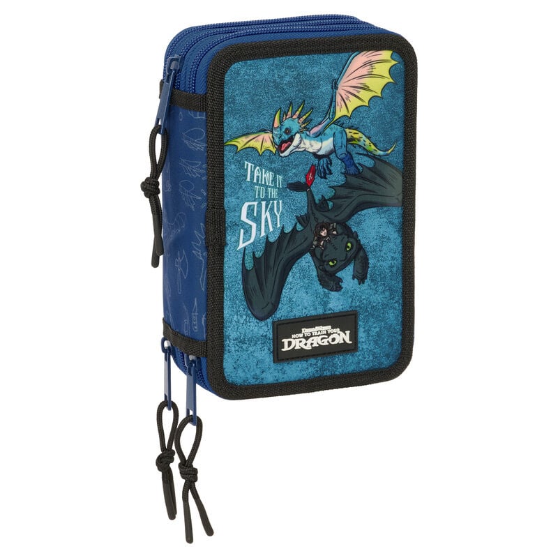 Estojo Triplo com Material Escolar How to Train Your Dragon 37pcs