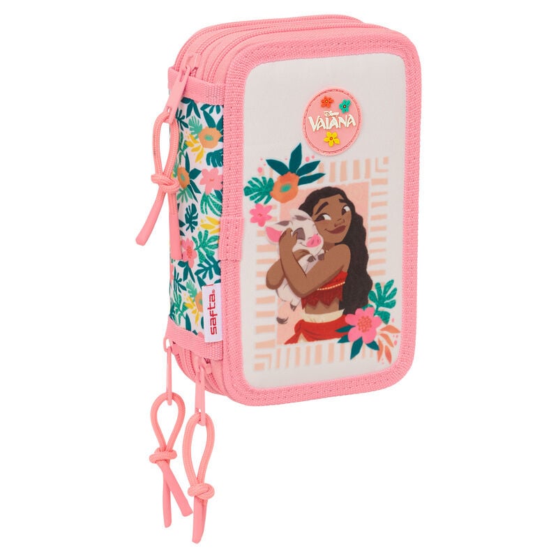 Estojo Triplo com Material Escolar Vaiana Moana Disney 37pcs