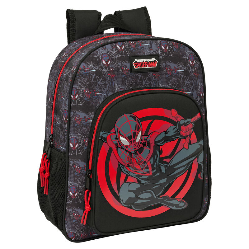 Mochila Escolar Média Miles Morales Spiderman Marvel 38cm Adaptável