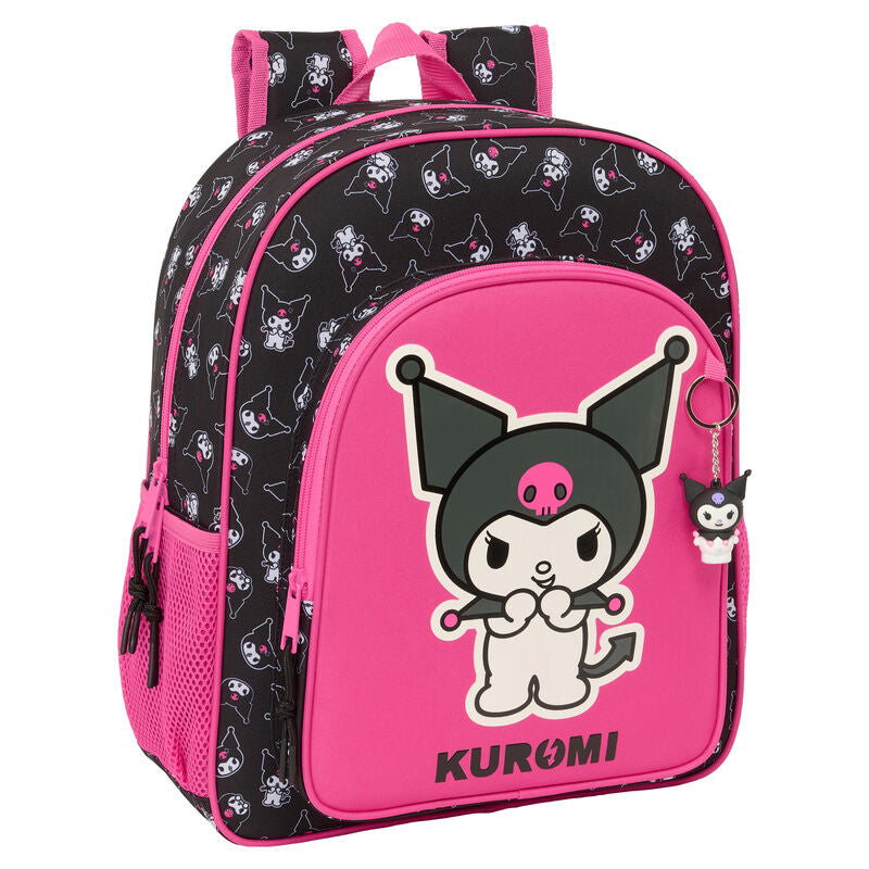 Mochila Escolar Média Adaptável Kuromi Hello Kitty 38cm