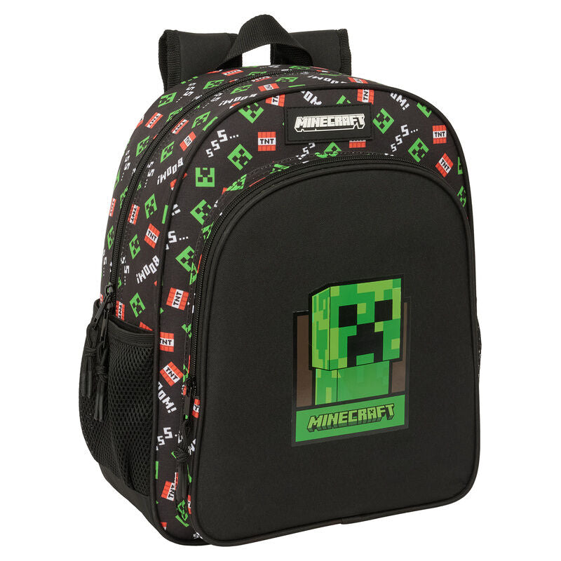 Mochila Escolar Média Adaptável Minecraft 38cm