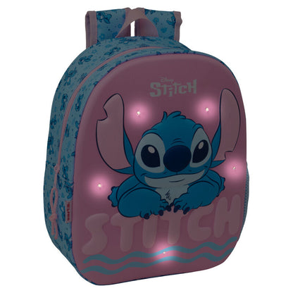 Mochila Pré-Escolar 3D LED Stitch Disney 33cm