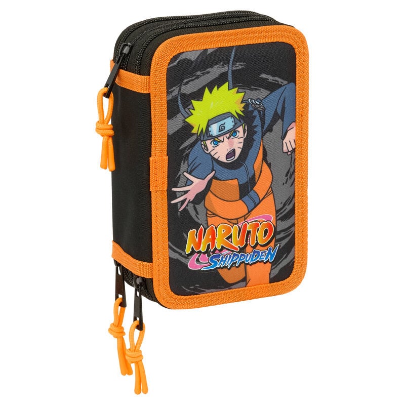 Estojo Triplo com Material Escolar Naruto Shippuden 37pcs