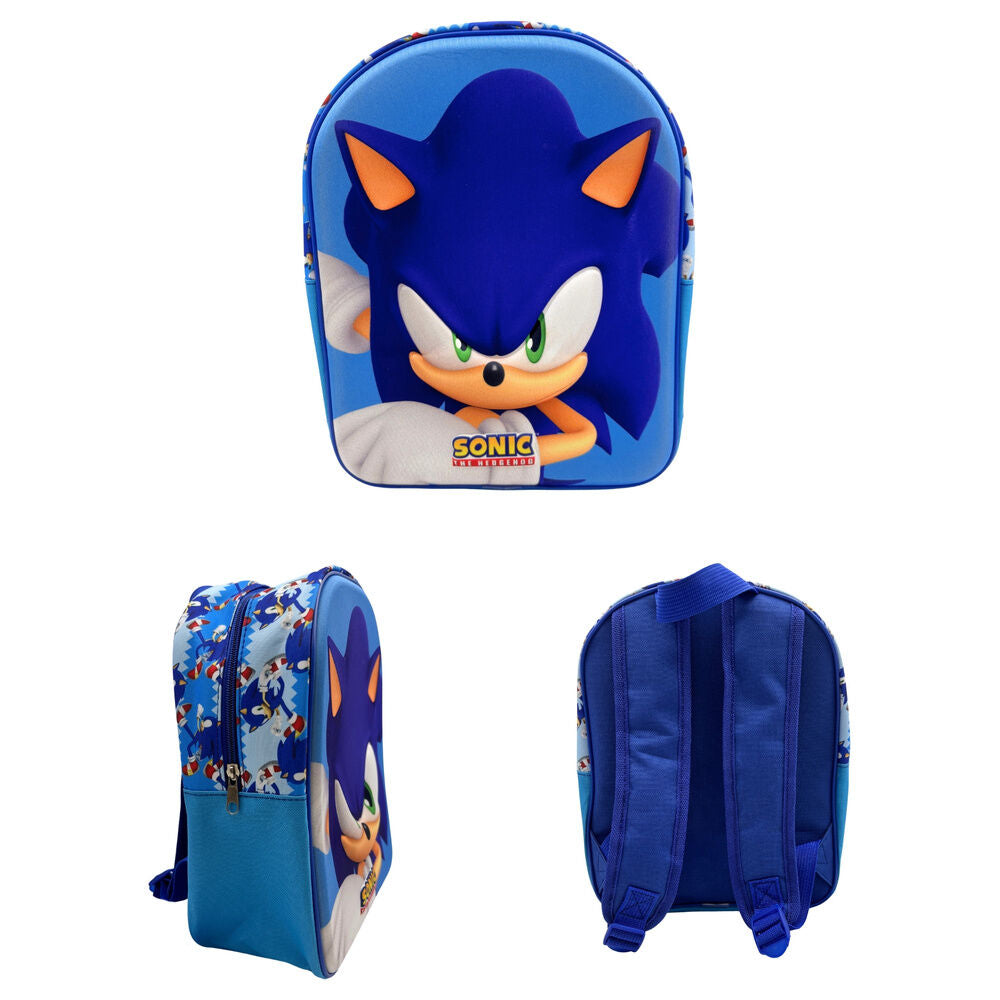 Mochila Pré-Escolar 3D Sonic the Hedgehog 30cm