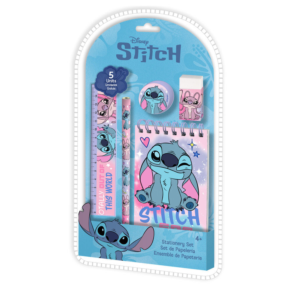 Conjunto de Papelaria Stitch e Angel 5pcs