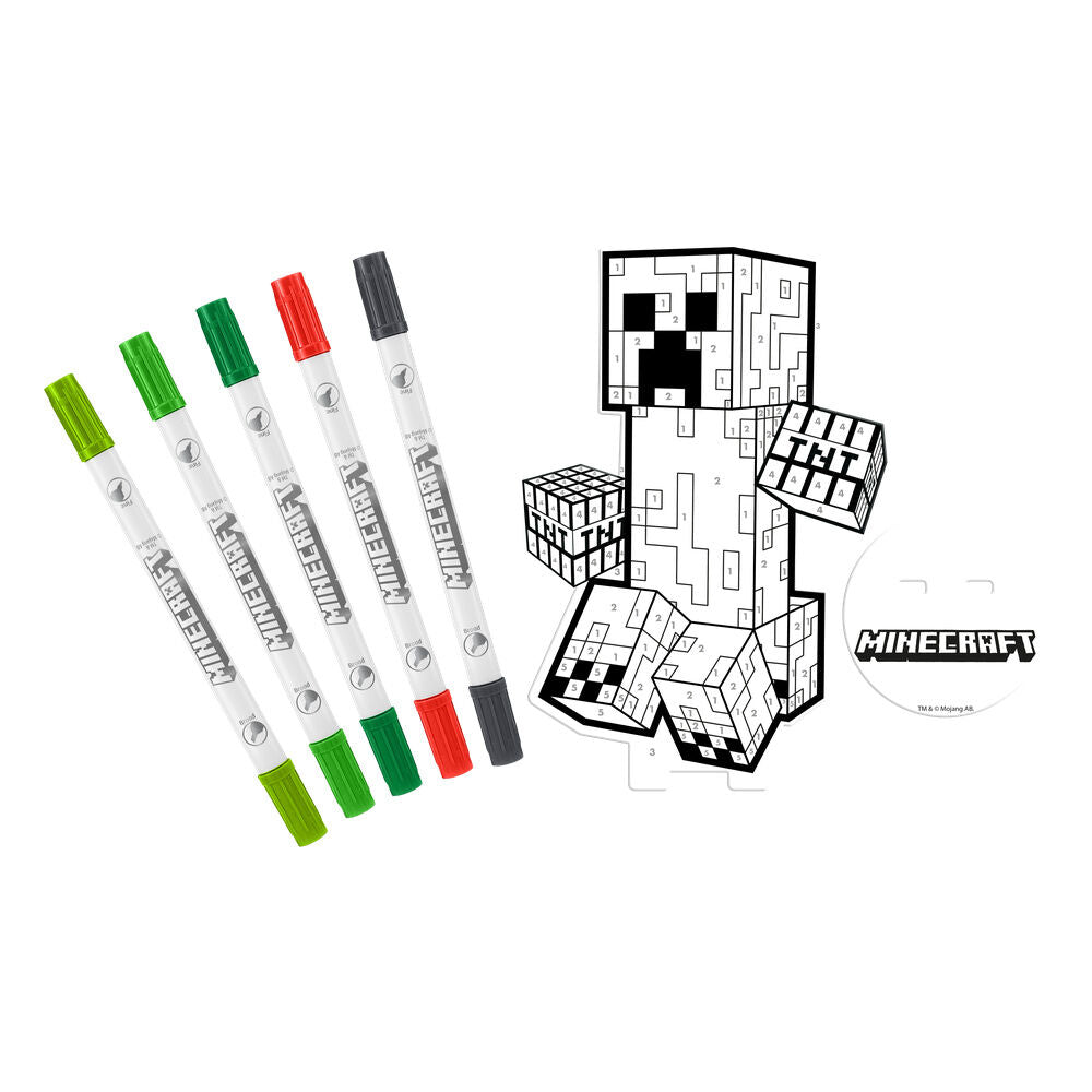 Set de Papelaria para Pintar Figura 2D com Marcadores Minecraft