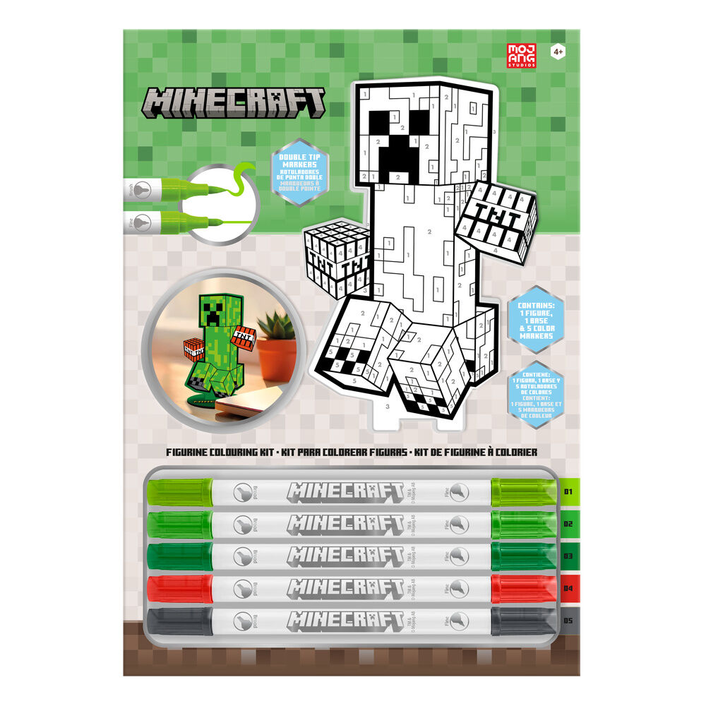 Set de Papelaria para Pintar Figura 2D com Marcadores Minecraft