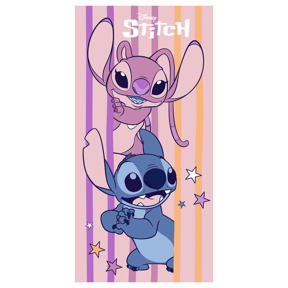 Toalha de Praia Microfibra Angel &amp; Stitch Disney