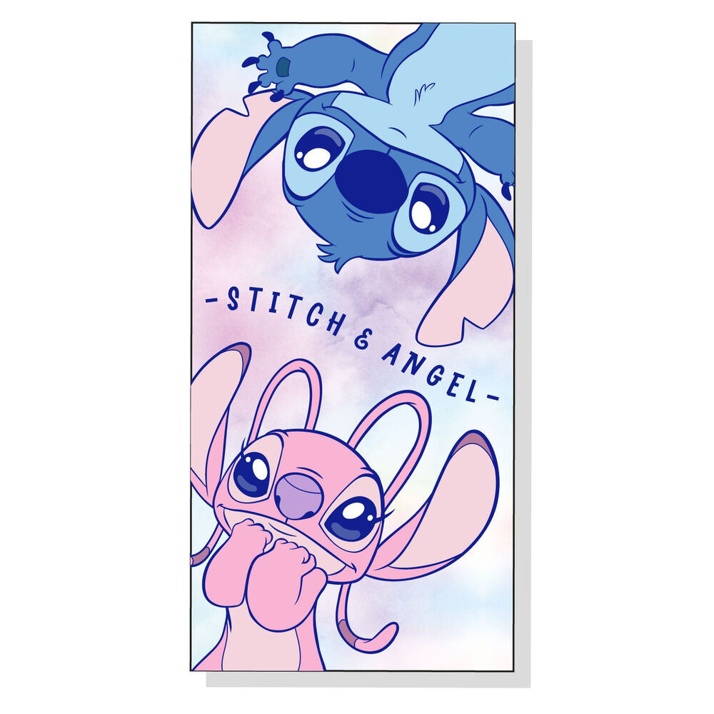 Toalha de Praia Microfibra Angel &amp; Stitch Disney
