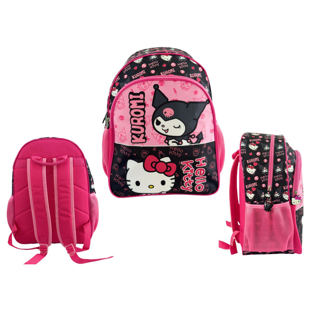 Mochila Escolar Kuromi &amp; Hello Kitty 40cm