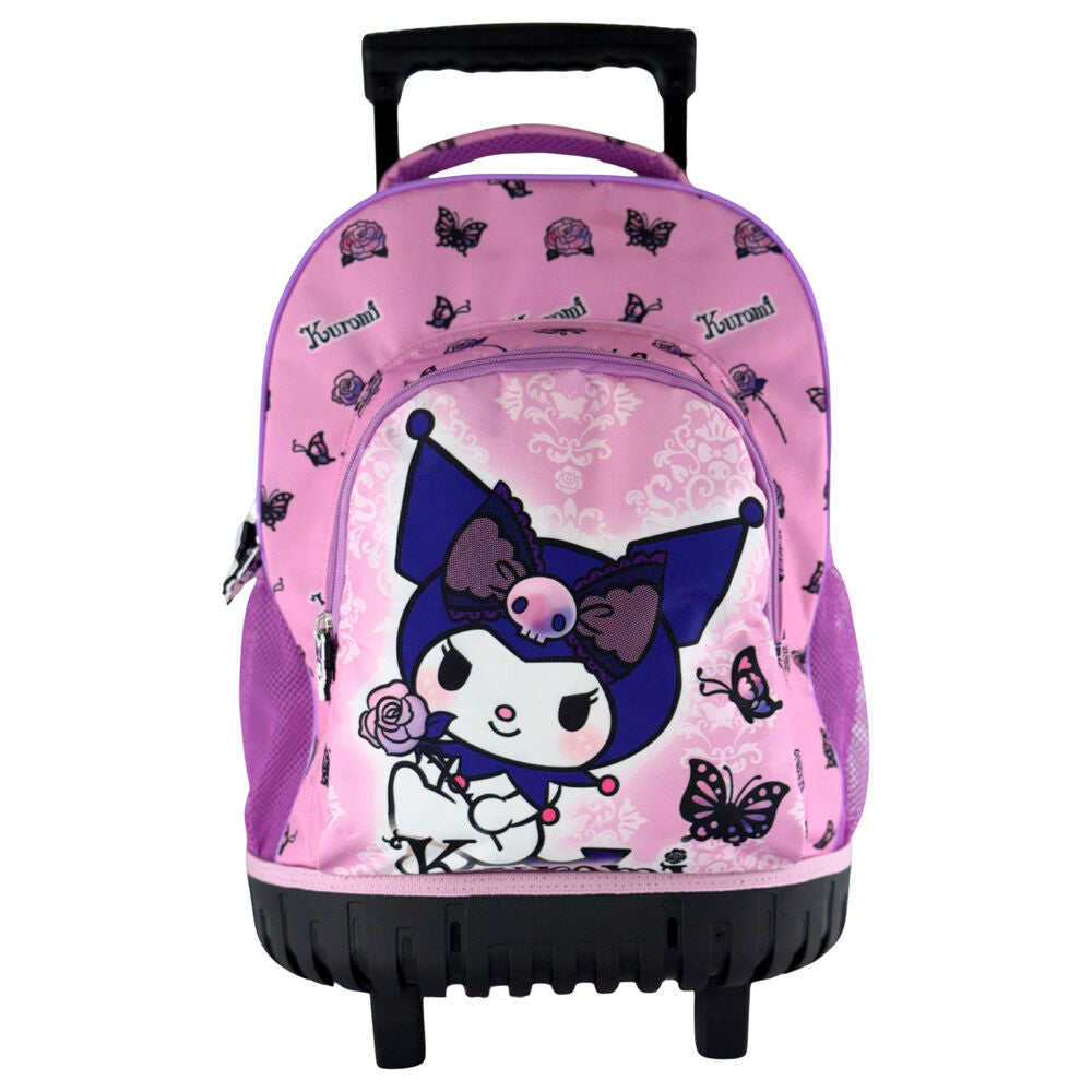 Mochila Escolar Trolley Purple Kuromi Hello Kitty 44cm