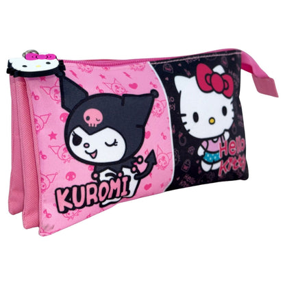 Estojo Triplo Kuromi &amp; Hello Kitty
