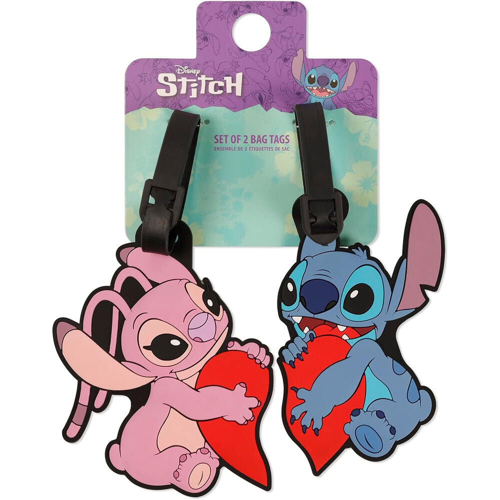 Conjunto 2 Etiquetas de Identificação Angel &amp; Stitch Disney
