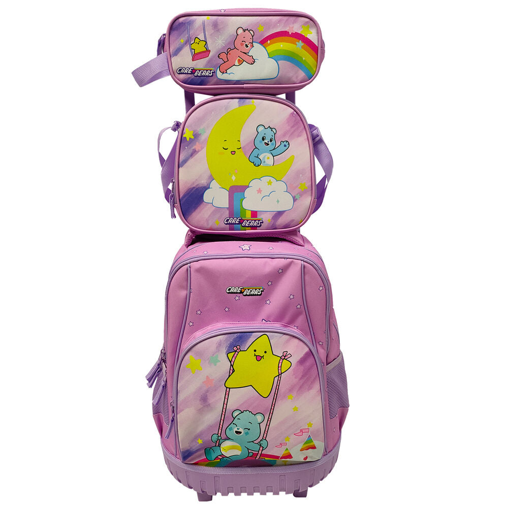 Conjunto de Mochila Escolar Trolley + Estojo + Lancheira Térmica Ursinhos Carinhosos