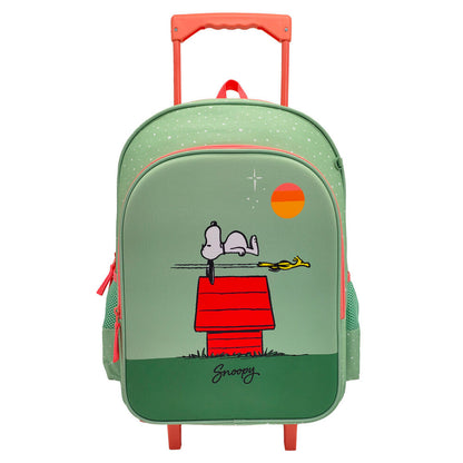 Conjunto de Mochila Escolar Trolley + Estojo + Lancheira Térmica Snoopy Peanuts