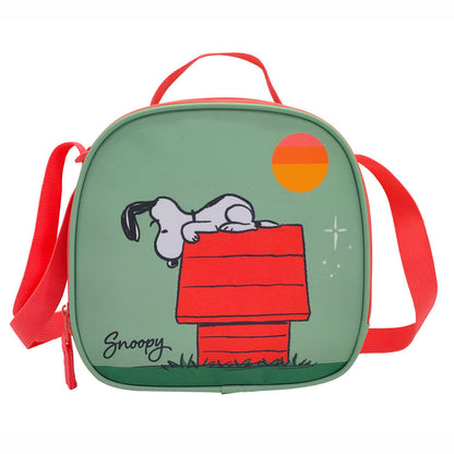 Conjunto de Mochila Escolar Trolley + Estojo + Lancheira Térmica Snoopy Peanuts