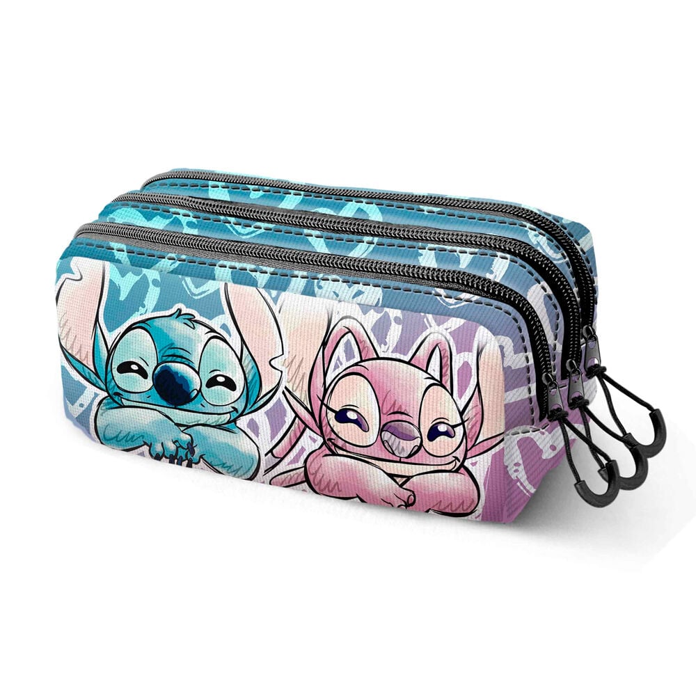 Estojo Triplo Angel &amp; Stitch Disney
