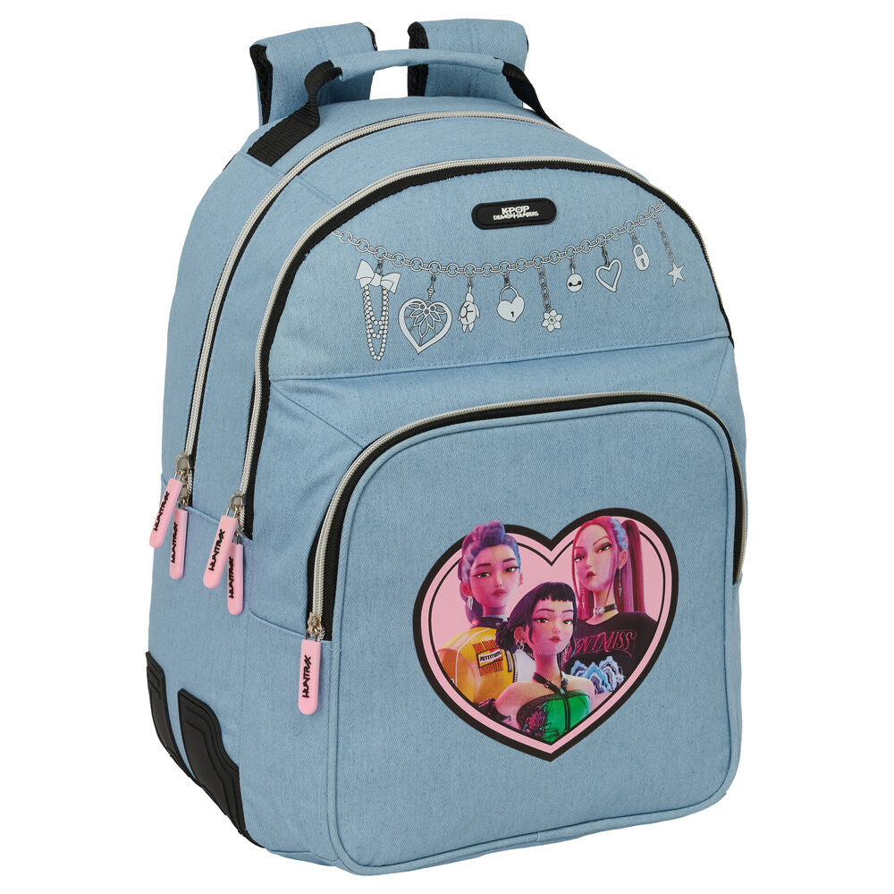 Mochila Escolar Huntrix K-Pop Demon Hunters 42cm Adaptável