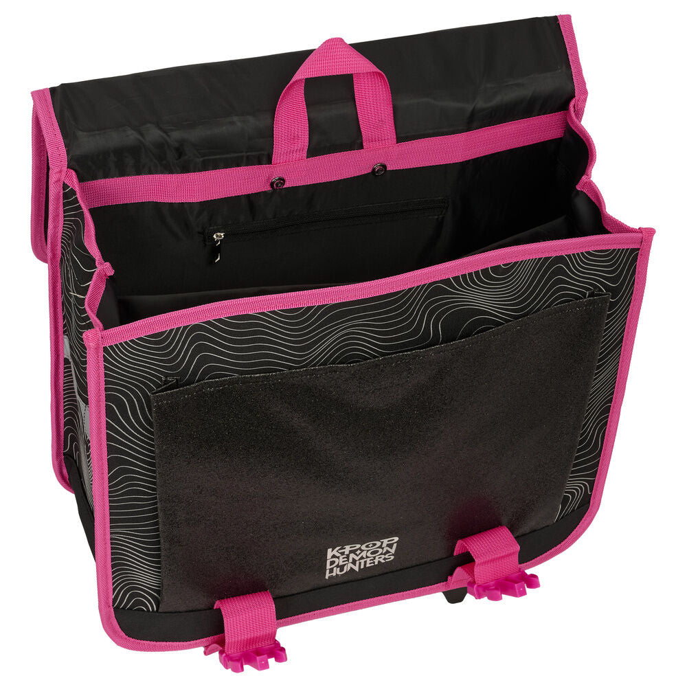 Trolley escolar de carrinho preto e rosa da coleção Energy K-Pop Demon Hunters Guerreiras do K-Pop