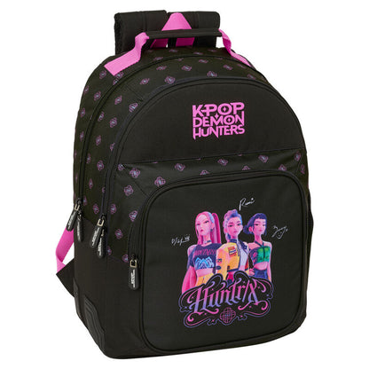 Mochila Escolar Preta K-Pop Demon Hunters 42cm