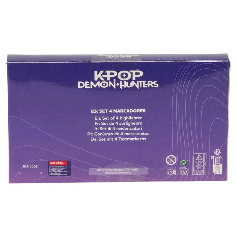 Set 4 Marcadores Fluorescente Stationery K-Pop Demon Hunters Mini 4 Cores