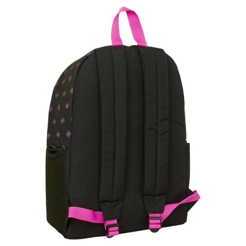 Mochila escolar de costas de 43cm para computador portátil em preto e rosa com estampa das personagens de K-Pop Demon Hunters