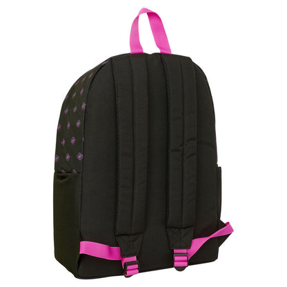 Mochila escolar de costas de 43cm para computador portátil em preto e rosa com estampa das personagens de K-Pop Demon Hunters