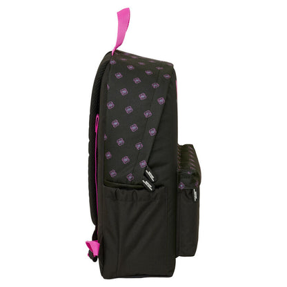 Mochila escolar de costas de 43cm para computador portátil em preto e rosa com estampa das personagens de K-Pop Demon Hunters