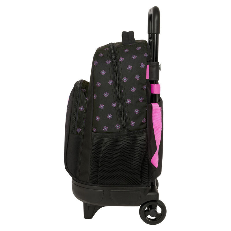 Mochila Escolar Trolley K-Pop Demon Hunters com Rodas e Bolso