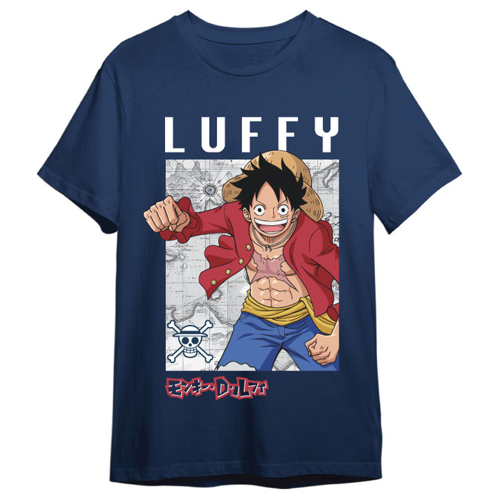 T-Shirt Adulto Tamanho S Monkey D. Luffy Map One Piece