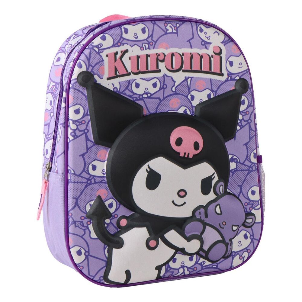 Mochila Pré-Escolar 3D Kuromi Hello Kitty 30cm