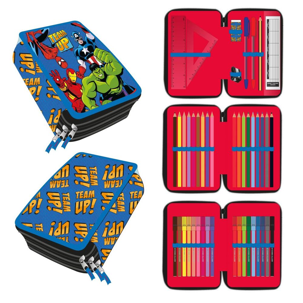 Estojo Triplo Avengers Marvel