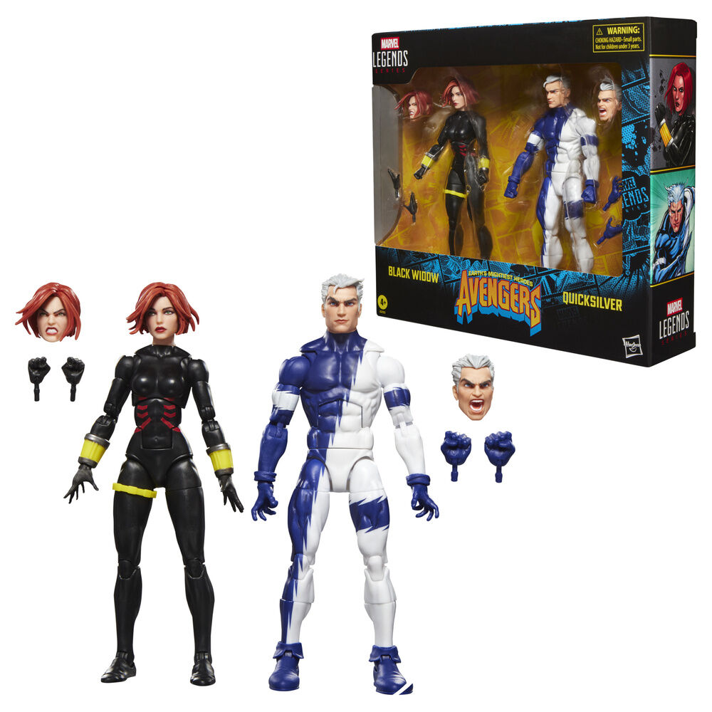 Pack 2 Figuras Marvel Black Widow e Quicksilver Avengers Marvel 15cm