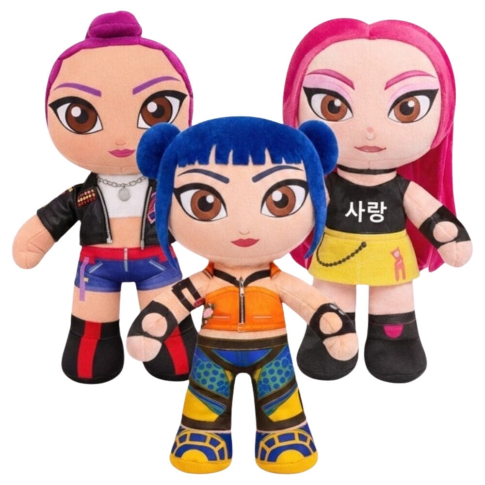 Conjunto de 3 Peluches K-Pop Demon Hunters - Rumi, Mira e Zoey 20cm