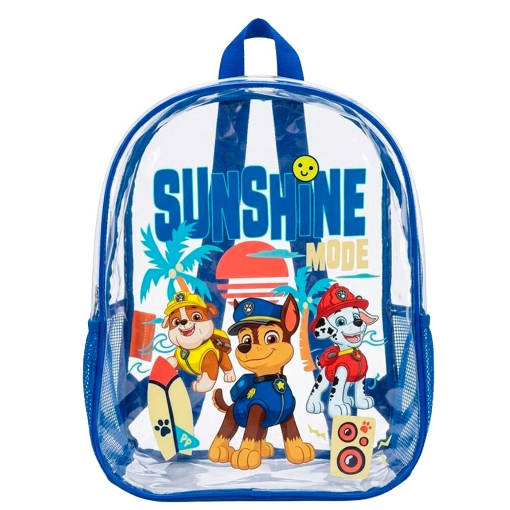 Mochila de Praia Transparente Anti-Areia Patrulha Pata 31cm