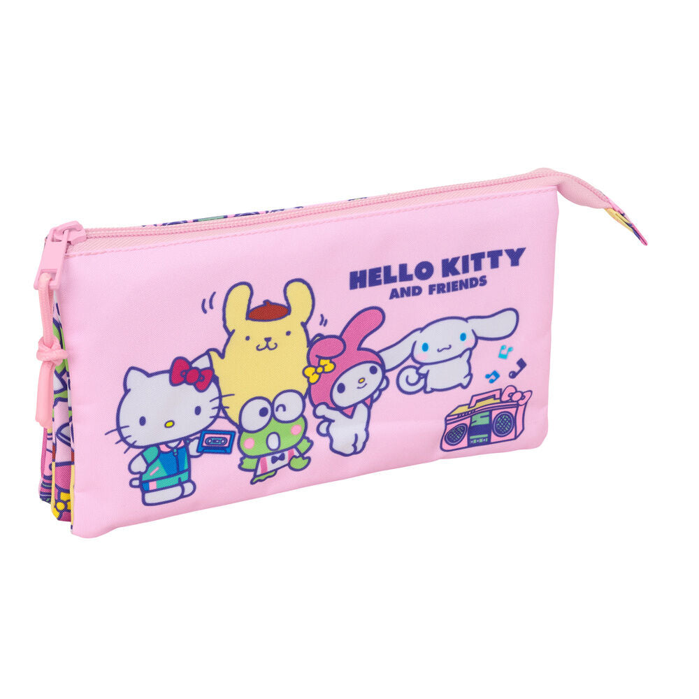 Estojo Triplo Hello Kitty &amp; Friends