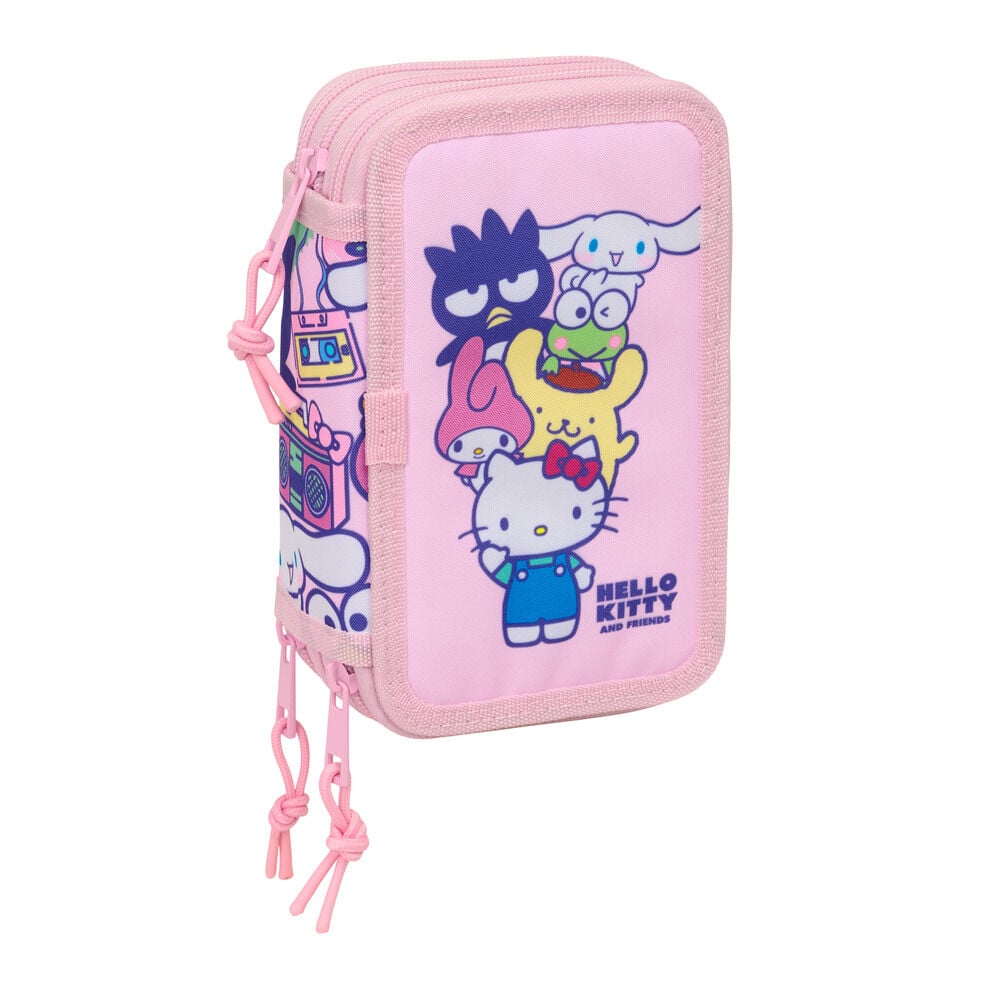 Estojo Triplo com Material Escolar Hello Kitty &amp; Friends 37pcs
