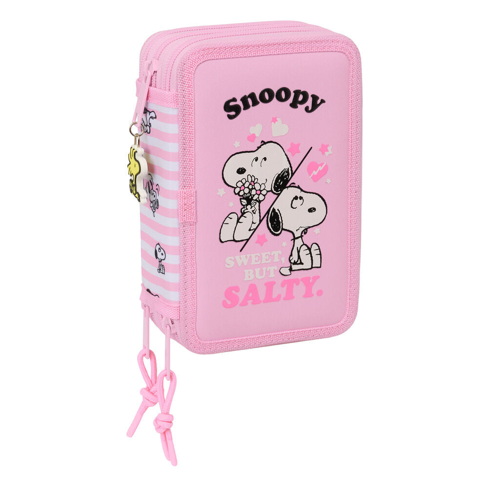 Estojo Triplo com Material Escolar Snoopy 37pcs