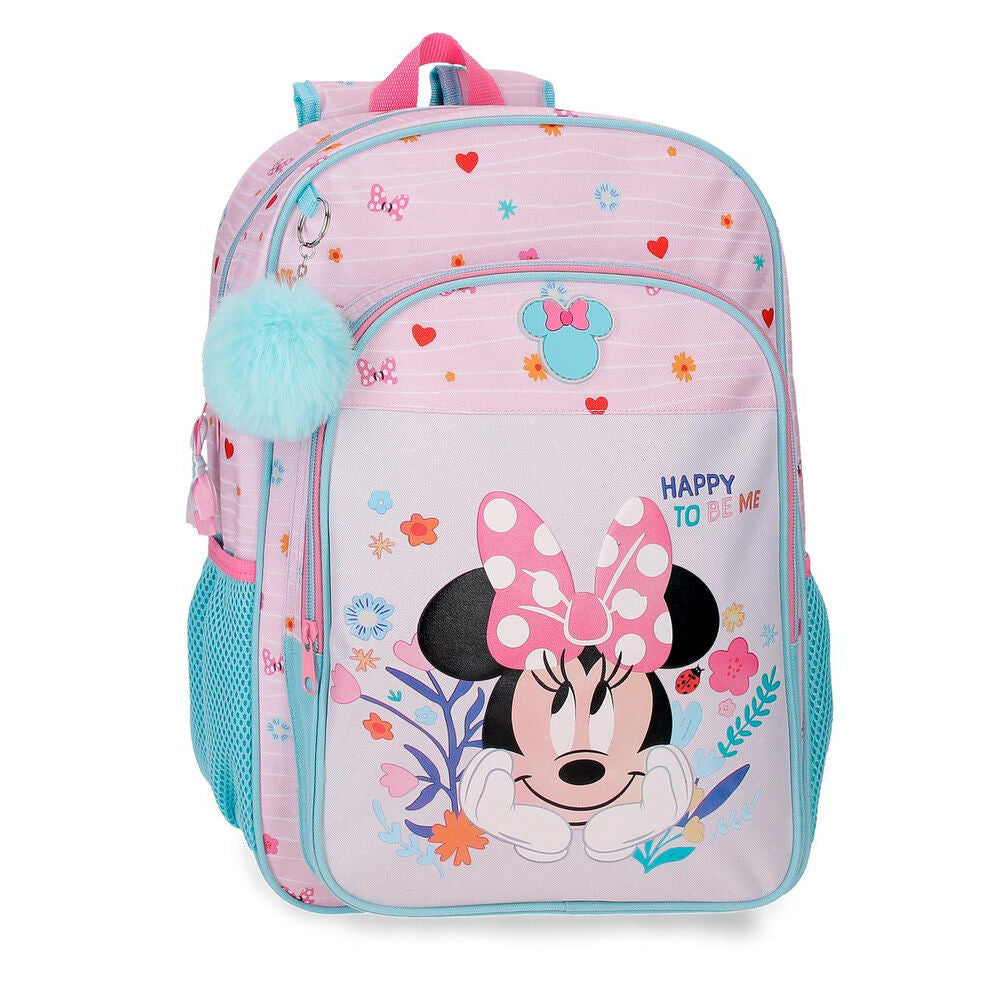 Mochila Escolar Happy To Be Me Minnie Disney 40cm Adaptável