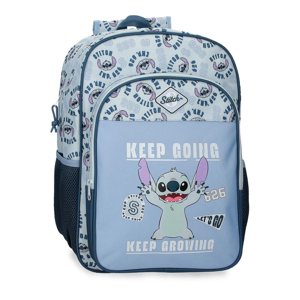Mochila Escolar Keep Going Stitch Disney 40cm Adaptável