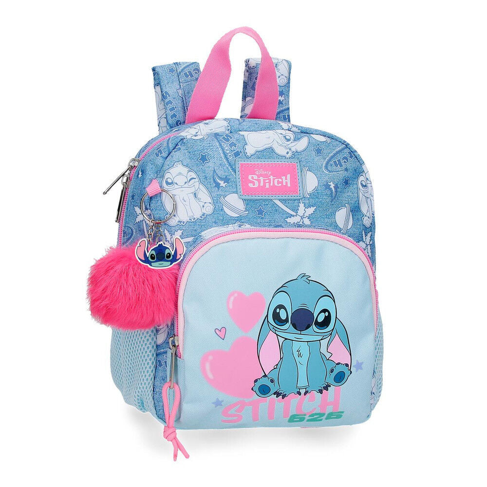 Mochila Creche Hearts Stitch Disney 24cm