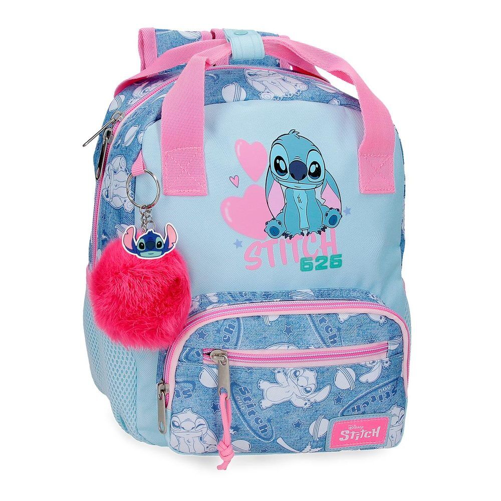Mochila Creche Hearts Stitch Disney 28cm Adaptável