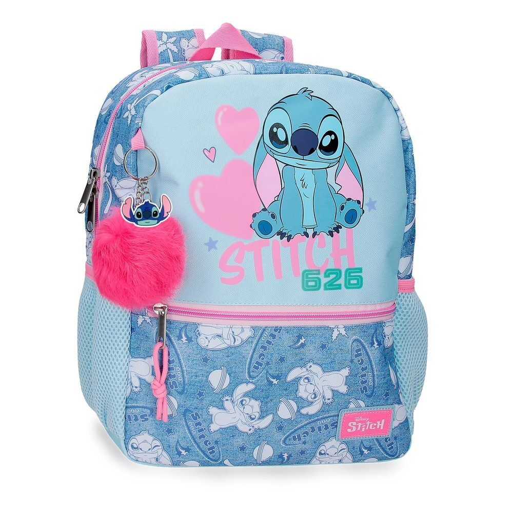 Mochila Pré-Escolar Hearts Stitch Disney 33cm Adaptável